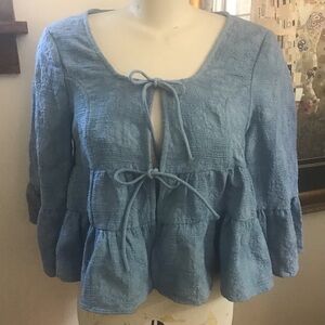 NWT - Zara Blue Peplum Jacket/Top - Size Large
